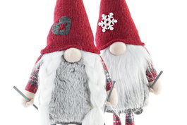 DKD Home Decor Figura Navidad Tradicional Gris Rojo Poliester 2 Unidades 12 x 46 x 16 cm