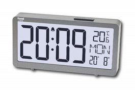 SAMI Despertador LCD con Calendario y Termómetro, Dígitos XXL, Color Plata Oscuro