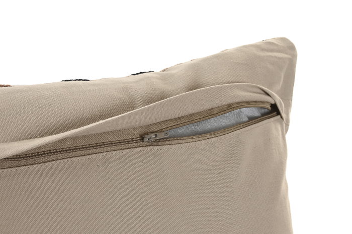 DKD Home Decor India lino 2c25 Cojín Tradicional Natural Marron 45 x 45 cm (2 Unidades) Poliéster Velvet