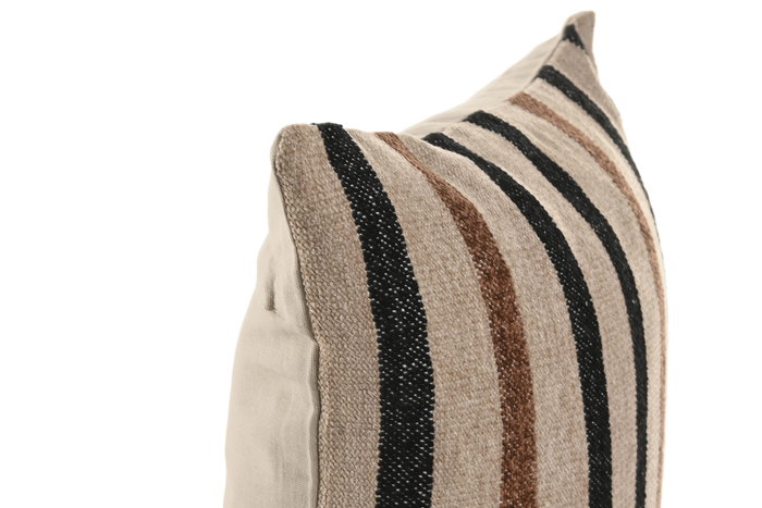 DKD Home Decor India lino 2c25 Cojín Tradicional Natural Marron 45 x 45 cm (2 Unidades) Poliéster Velvet