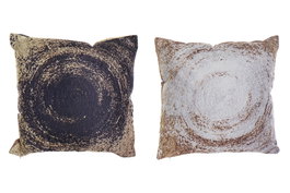 DKD Home Decor Cojín de Poliéster con Diseño Espiral, Surtido Negro y Plateado