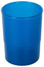 Porta Lapices Plastico Redondo Traslucido Azul Mar