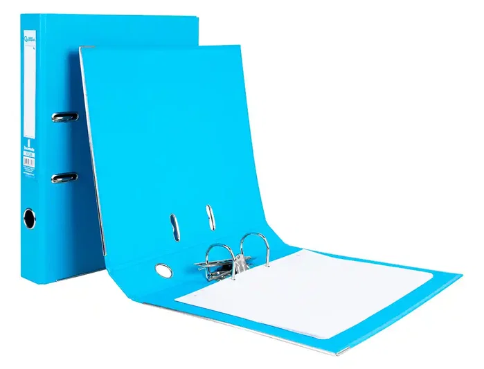 Liderpapel Archivador de Palanca Forrado PVC Celeste 52 mm Folio