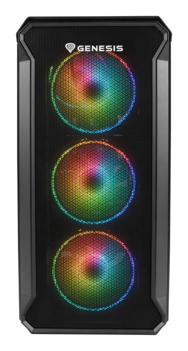 GENESIS Irid 503 ARGB Micro Torre Negro, Transparente con 4 Ventiladores ARGB Incluidos