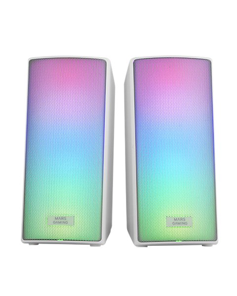 Mars Gaming Altavoces Bluetooth MSRGB2 Blanco, 15W, Iluminación RGB Full Mesh, DSP, Bluetooth 5.3, Jack 3.5mm, USB, Lector MicroSD, Altavoz Portátil Estéreo