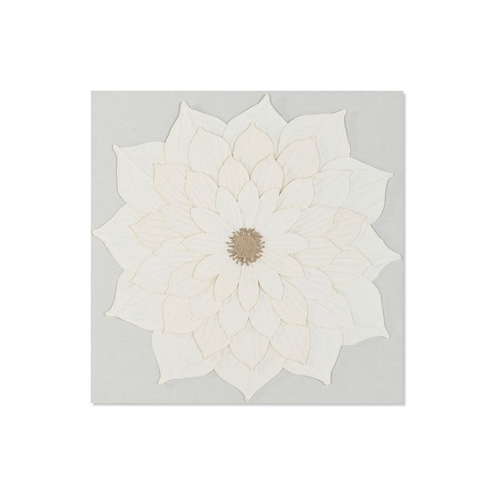 DKD Home Decor Cuadro Lienzo Papel Maché Flor 3D Blanco 120x120