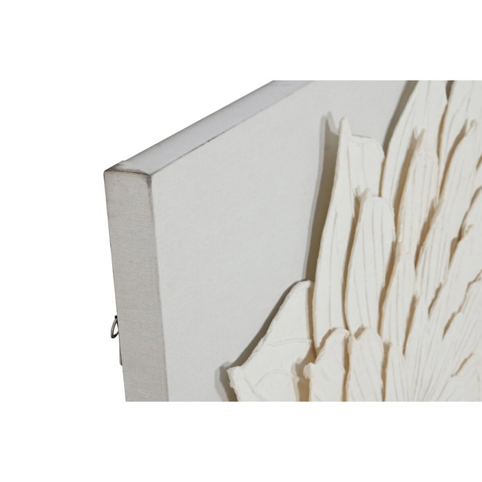 DKD Home Decor Cuadro Lienzo Papel Maché Flor 3D Blanco 120x120