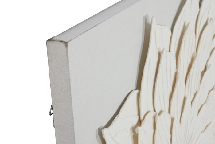 DKD Home Decor Cuadro Lienzo Papel Maché Flor 3D Blanco 120x120