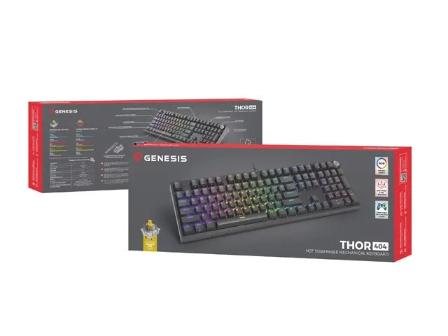 Genesis Thor 404 Teclado Mecánico RGB Gateron Yellow Pro Hot-Swap QWERTY Negro Genesis Thor 404 Teclado Mecánico RGB Gateron Yellow Pro Hot-Swap QWERTY Negro