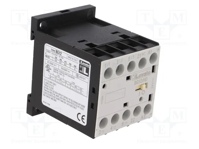 LOVATO ELECTRIC Contactor BG 3-polar 12A 24VDC NC