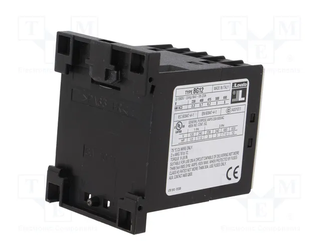 LOVATO ELECTRIC Contactor BG 3-polar 12A 24VDC NC