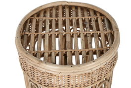 DKD Home Decor Mesita Auxiliar Balines Mimbre Natural 42 x 47 x 42 cm Set de 2