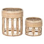 DKD Home Decor Mesita Auxiliar Balines Mimbre Natural 42 x 47 x 42 cm Set de 2