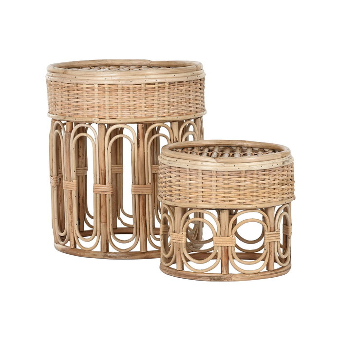 DKD Home Decor Mesita Auxiliar Balines Mimbre Natural 42 x 47 x 42 cm Set de 2 DKD Home Decor Mesita Auxiliar Balines Mimbre Natural 42 x 47 x 42 cm Set de 2
