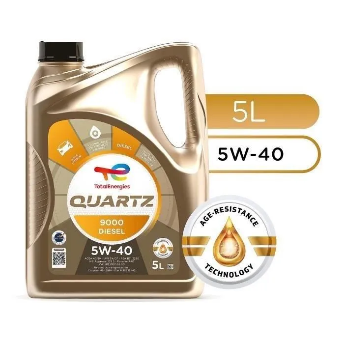 Total Aceite de Motor Cuarzo 9000 Diesel 5W40 5 Litros - TotalEnergies Total Aceite de Motor Cuarzo 9000 Diesel 5W40 5 Litros - TotalEnergies