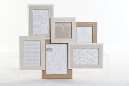 DKD Home Decor Marco Multifoto Hands Scandi Beige Marron 3 x 42 x 47 cm (6 Unidades)