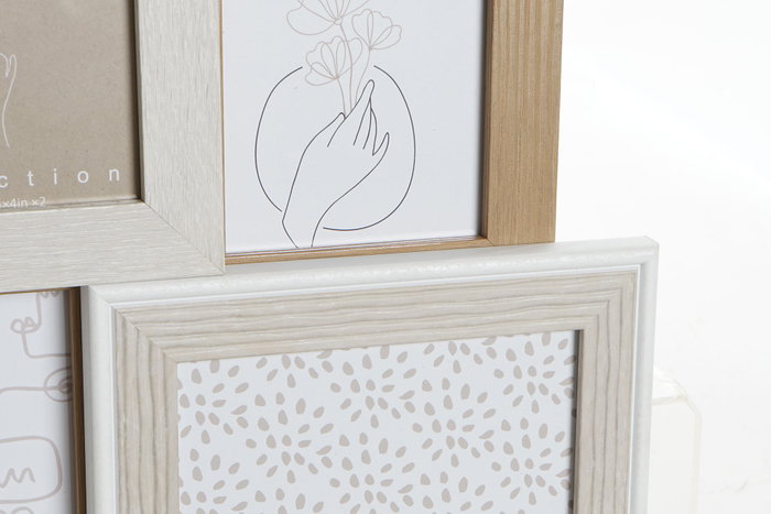 DKD Home Decor Marco Multifoto Hands Scandi Beige Marron 3 x 42 x 47 cm (6 Unidades)