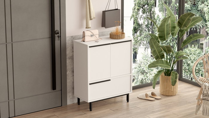 Hanah Home On8C-W Mueble Zapatero Blanco 74.8 cm Ancho x 90.4 cm Alto x 35.5 cm Profundo