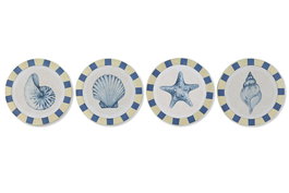DKD Home Decor Decoracion Pared Mediterraneo Azul Blanco 30 x 30 cm (4 Unidades)