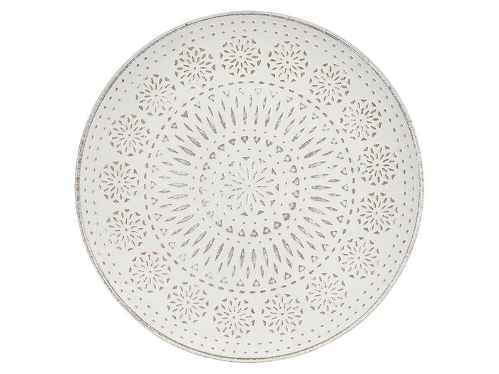 Giftdecor Mesa de Centro de Madera Decorativa con Mandala 40x40 cm, Altura 7.5 cm - Eucalipto en Blanco y Tono Madera (Set de 6)