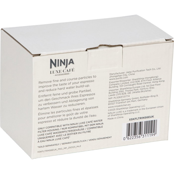Ninja XSKFLTRINS6EUK 6 Recambios Filtro de Agua, Compatible con ES701EU, ES601EU, ES501EU, Gris