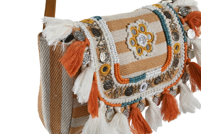 DKD Home Decor Bolso Mediterraneo Naranja Beige Poliester 9 x 75 x 25 cm (2 Unidades) DKD Home Decor Bolso Mediterraneo Naranja Beige Poliester 9 x 75 x 25 cm (2 Unidades)