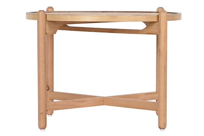 DKD Home Decor Mesa de Centro Paulownia y Ratán Marrón