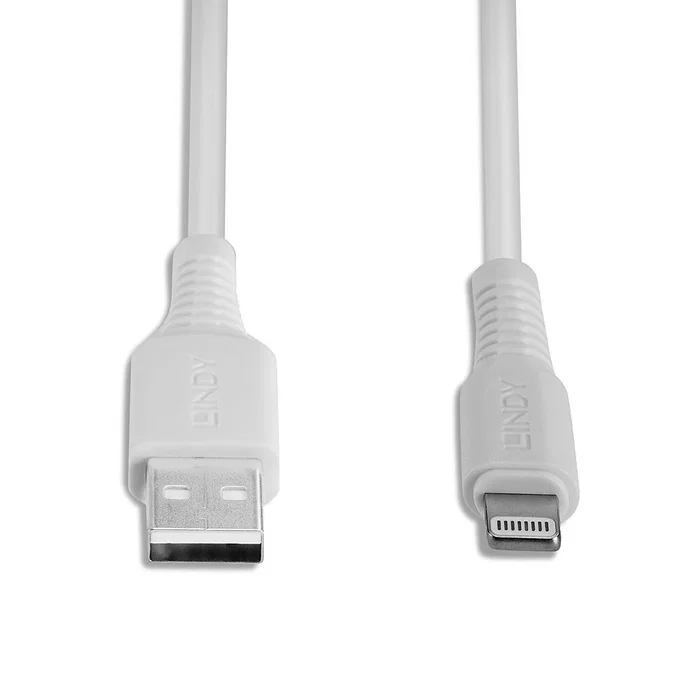 Lindy 31327 Cable USB-A a Lightning 2 m Blanco para iPhone/iPad - Conectores Rectos USB 2.0