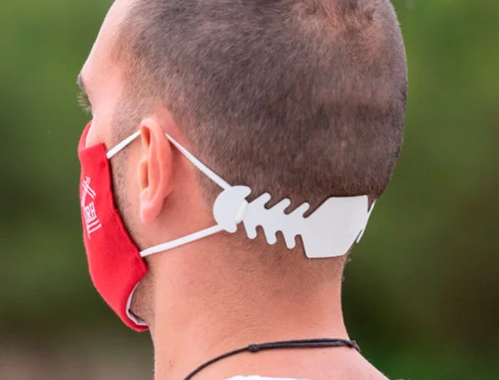 Blanca Ajustador Salvaorejas Mascarilla Silicona Flexible 3 Posiciones Ajuste Color Blanco 19,4x1,8 cm