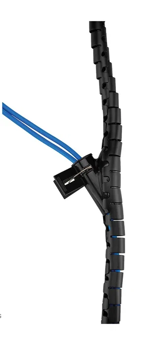 Neomounts ADS06-141BL Organizador de Cables Tubo Espiral Flexible Ø20mm con Clip Guía, Negro, 2 Metros