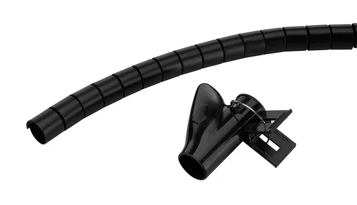 Neomounts ADS06-141BL Organizador de Cables Tubo Espiral Flexible Ø20mm con Clip Guía, Negro, 2 Metros