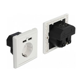 DeLOCK 11471 Toma de corriente empotrable con 2 puertos USB Tipo-A