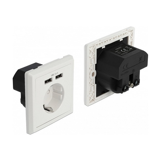 DeLOCK 11471 Toma de corriente empotrable con 2 puertos USB Tipo-A DeLOCK 11471 Toma de corriente empotrable con 2 puertos USB Tipo-A