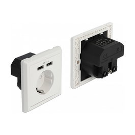 DeLOCK Einbausteckdose con 2 puertos USB Tipo A de carga rápida 2.4A, para pared