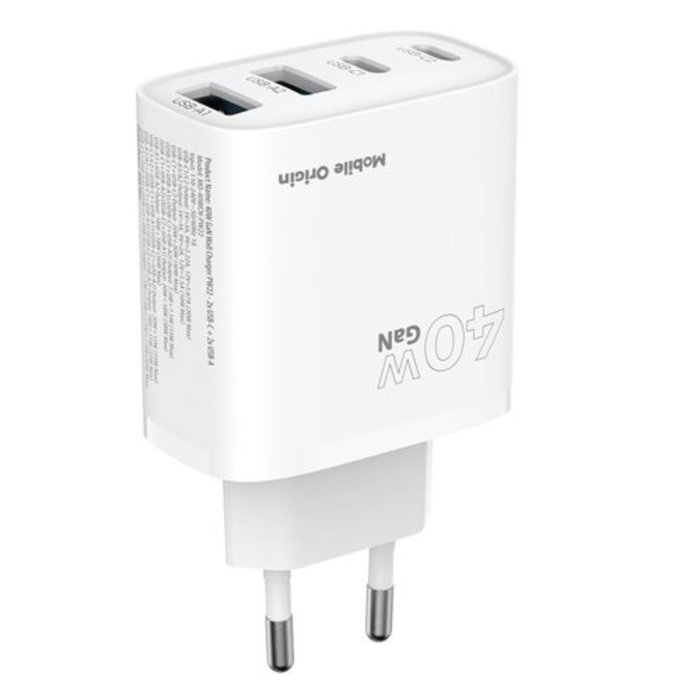 Mobile Origin PW22 Cargador GaN 40W 2x USB-C + 2x USB-A Blanco