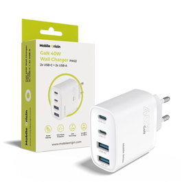 Mobile Origin PW22 Cargador GaN 40W 2x USB-C + 2x USB-A Blanco