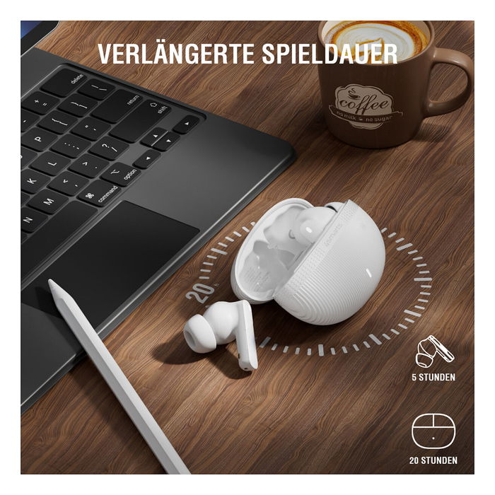 4smarts SkyBuds Pro Auriculares Inalámbricos con Cancelación Activa de Ruido (ANC) y Estuche Negro