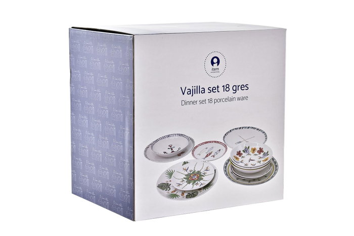 DKD Home Decor Vajilla Africa Azul de 18 piezas en Porcelana