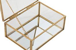 DKD Home Decor Joyero Glam Colección Golden Glam Metal y Cristal Dorado 14 x 10.3 x 5.8 cm