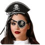 atosa Kit Disfraz Pirata - Diadema con Sombrero y Parche Negro Brillante con Lazo Plateado