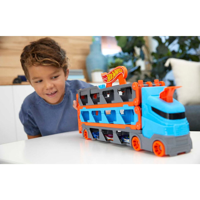 Mattel Camion Transporte Convertible Hot Wheels Pista Doble Carreras 3+ Años 182cm Almacenamiento 25 Coches