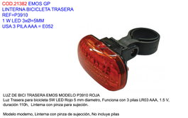 EMOS Luz trasera para bicicleta P3910 LED