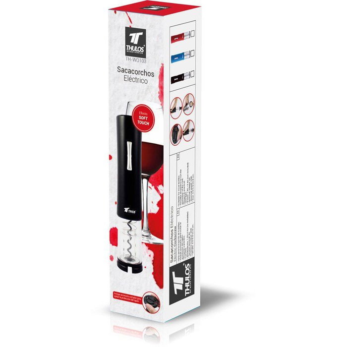 THULOS Sacacorchos Eléctrico Automático 25W - Apto para la mayoría de botellas, incluye corta anilla de la protección del tapón