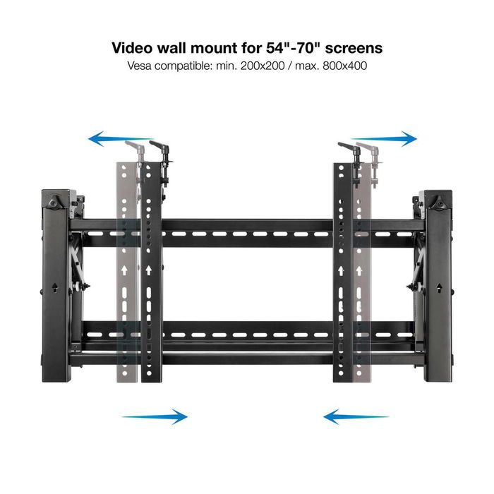 Tooq Soporte de Pared Video Wall VESA para Pantallas de 54 a 70 Pulgadas (137,2-177,8 cm) - Hasta 70 kg, Montaje 200x200 a 800x400 mm, Negro