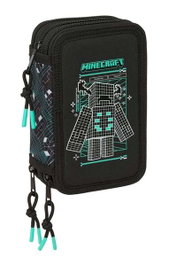 Safta Plumier Triple Estuche Escolar con 37 Piezas, Capacidad 12.5 x 19.5 x 5.5 cm, Para Material de Oficina y Papelería