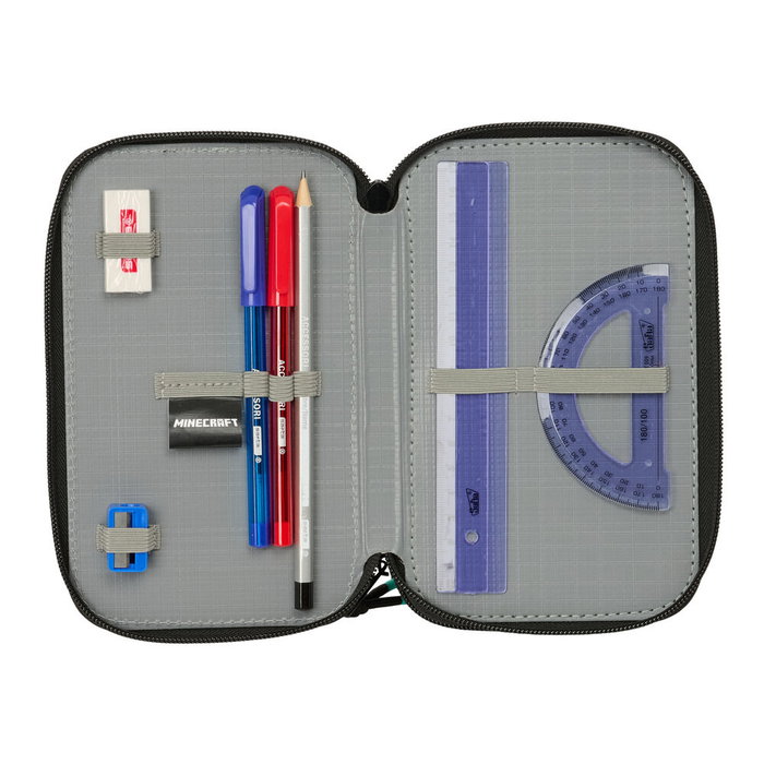 Safta Plumier Minecraft Screen Triple Cremallera 37 Piezas