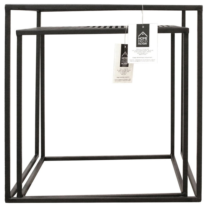 Home Deco Factory Mesas Auxiliares Riga Juego 2 Unidades Metal Diseño Industrial 40x40x40cm y 35x35x35cm