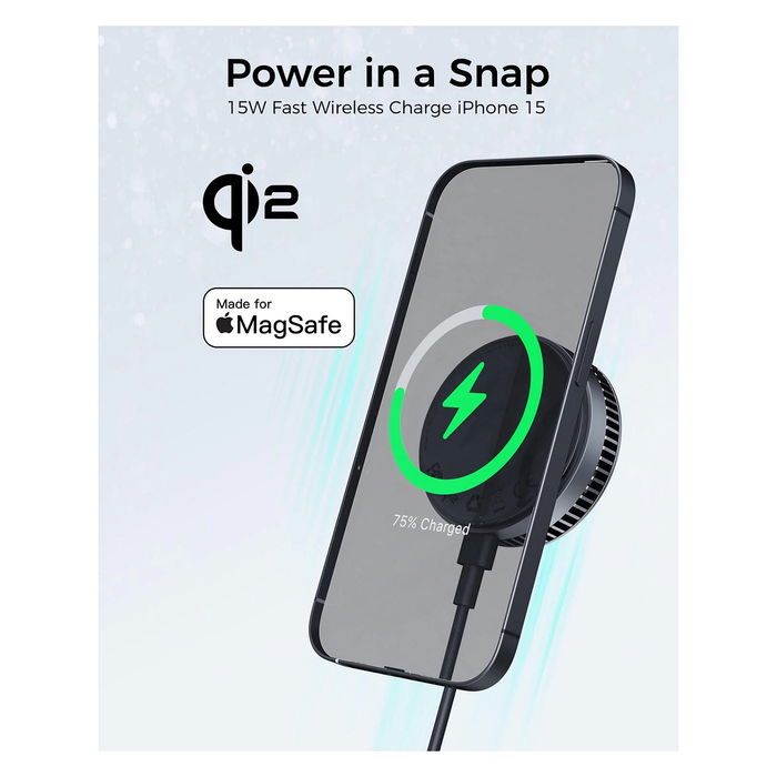 AUKEY MagFusion GameFrost Qi2 Cargador Inalámbrico Magnético Negro