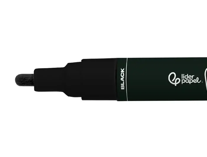 Liderpapel Rotulador Acrílico Base Agua Negro Punta Redonda 3 mm para Todo Tipo de Superficie