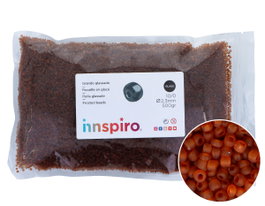 Innspiro Rocalla de Vidrio Redonda Glaseado Marrón 2,3mm 500g